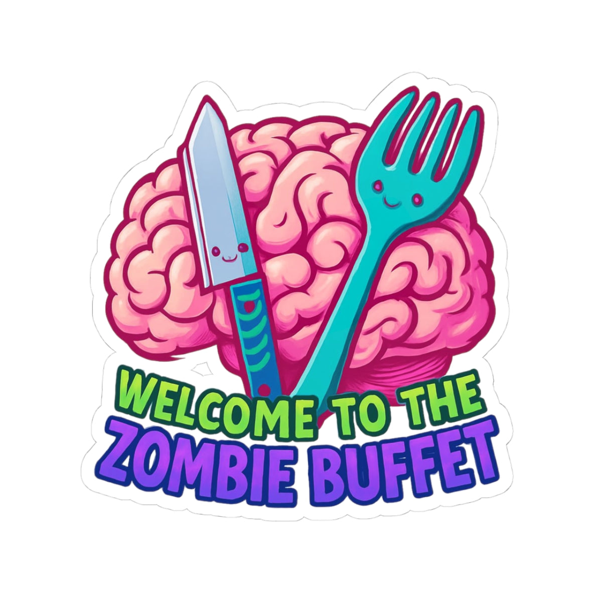 Funny Zombie Buffet Stickers, Quirky Decor for Halloween, Gift for Food Lovers, Laptop and Water Bottle Decals, Eerie Sticker Art