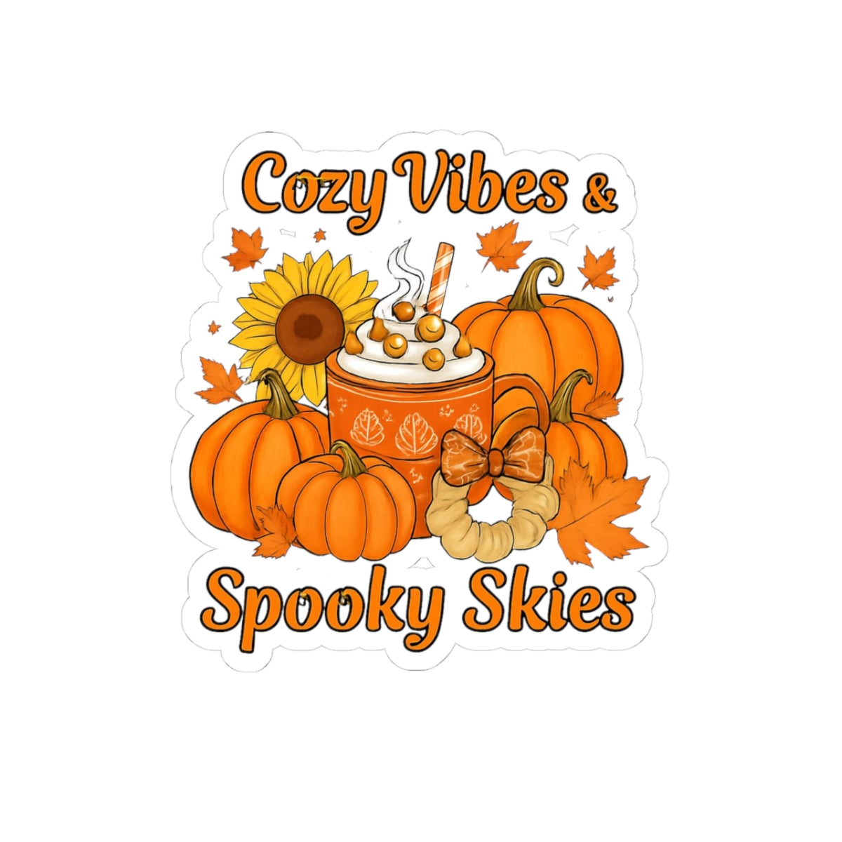 Autumn Cozy Vibes Kiss-Cut Stickers, Fall Decor, Pumpkin Stickers, Spooky Season Gifts, Laptop Stickers