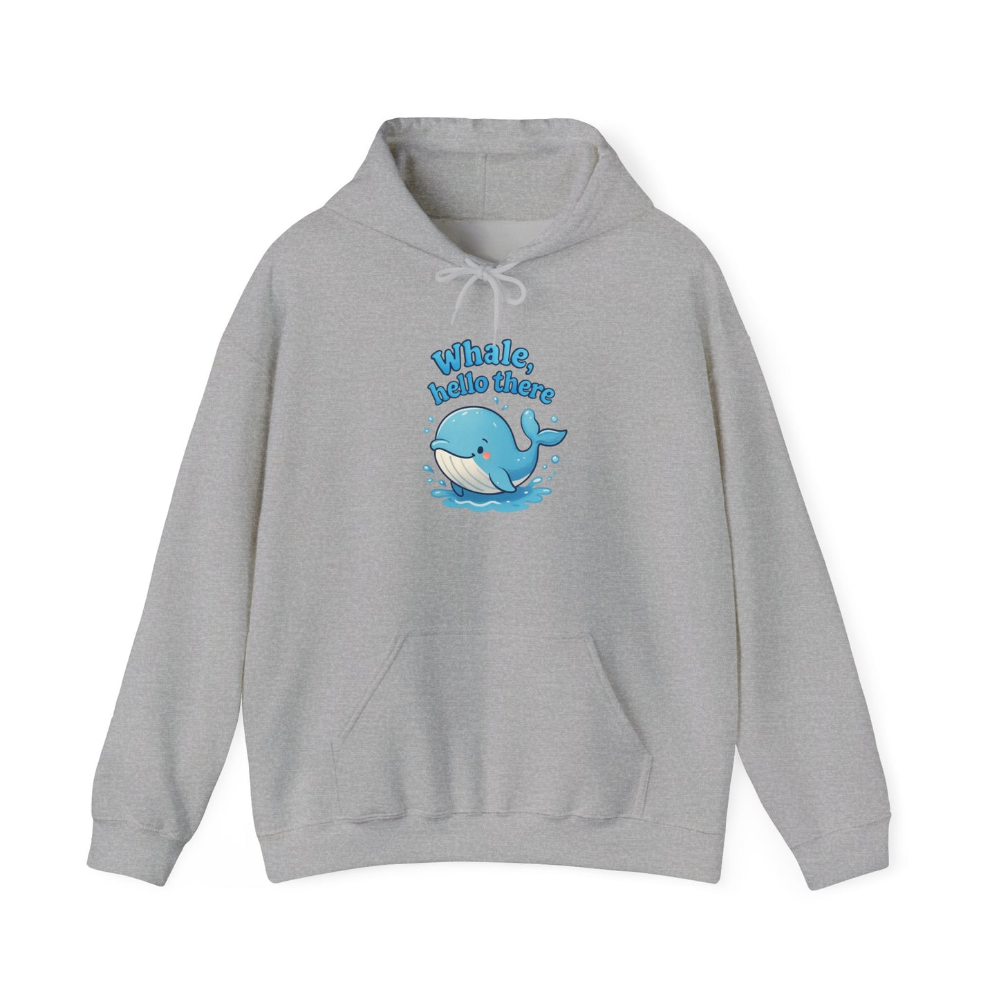 Whale Hello There Hoodie - Cute Sea Life Sweatshirt, Unisex Pullover, Nautical Gift, Ocean Lover Apparel, Whale Print Hooded Sweatshirt