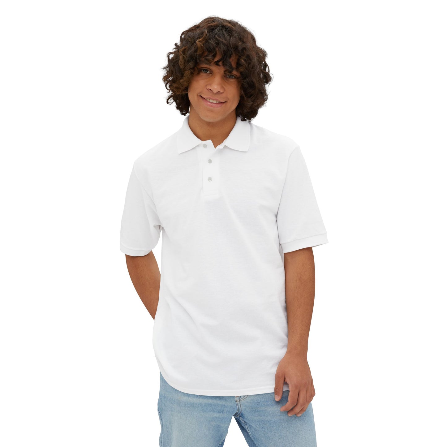 Men's Piqué Polo with Fun Graphic, Casual Wear, Everyday Style, Gift for Him, Birthday Celebration, Holiday Outfit