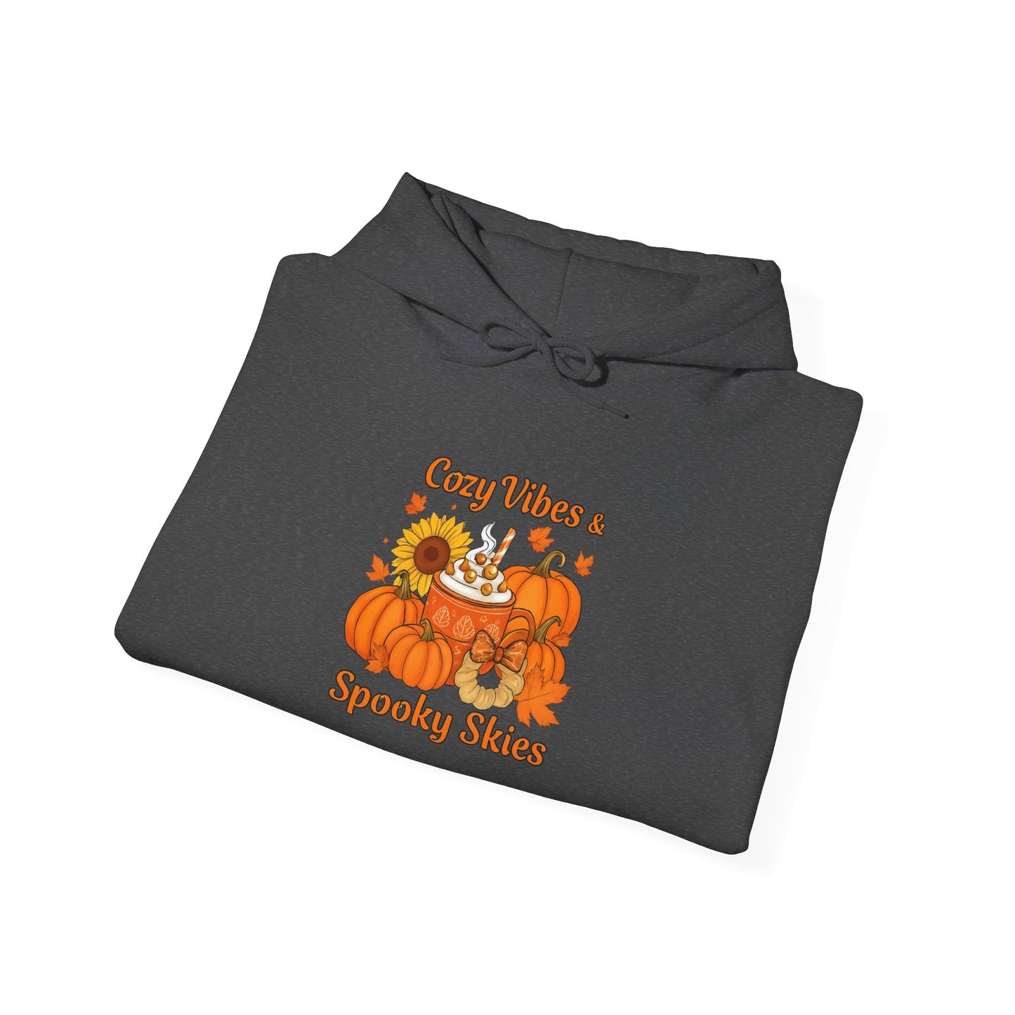 Cozy Fall Vibes Hoodie with Pumpkin Design, Unisex Hooded Sweatshirt for Autumn, Halloween, Thanksgiving, Fall Fashion, Seasonal Comfort