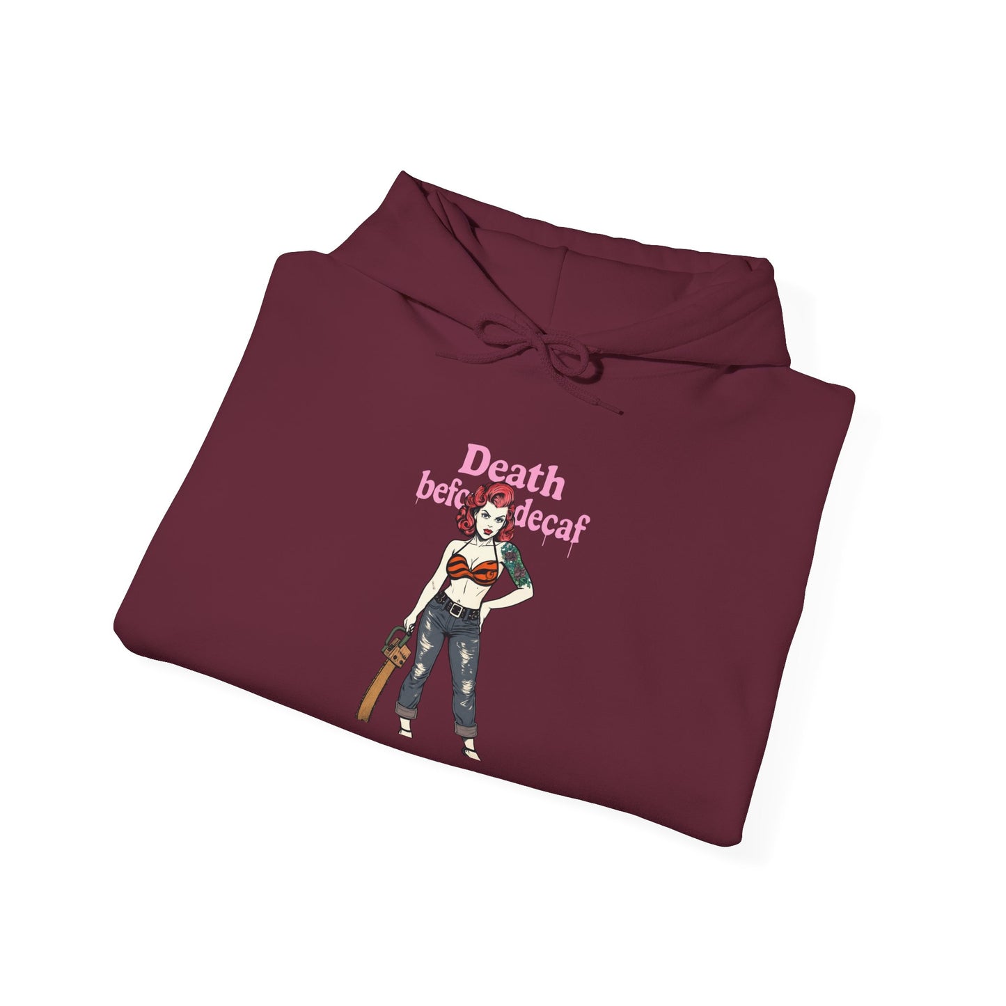 Death Before Decaf Hoodie, Unisex Slouchy Sweatshirt, Cozy Skateboarder Fashion, Gift for Coffee Lovers, Trendy Casual Wear