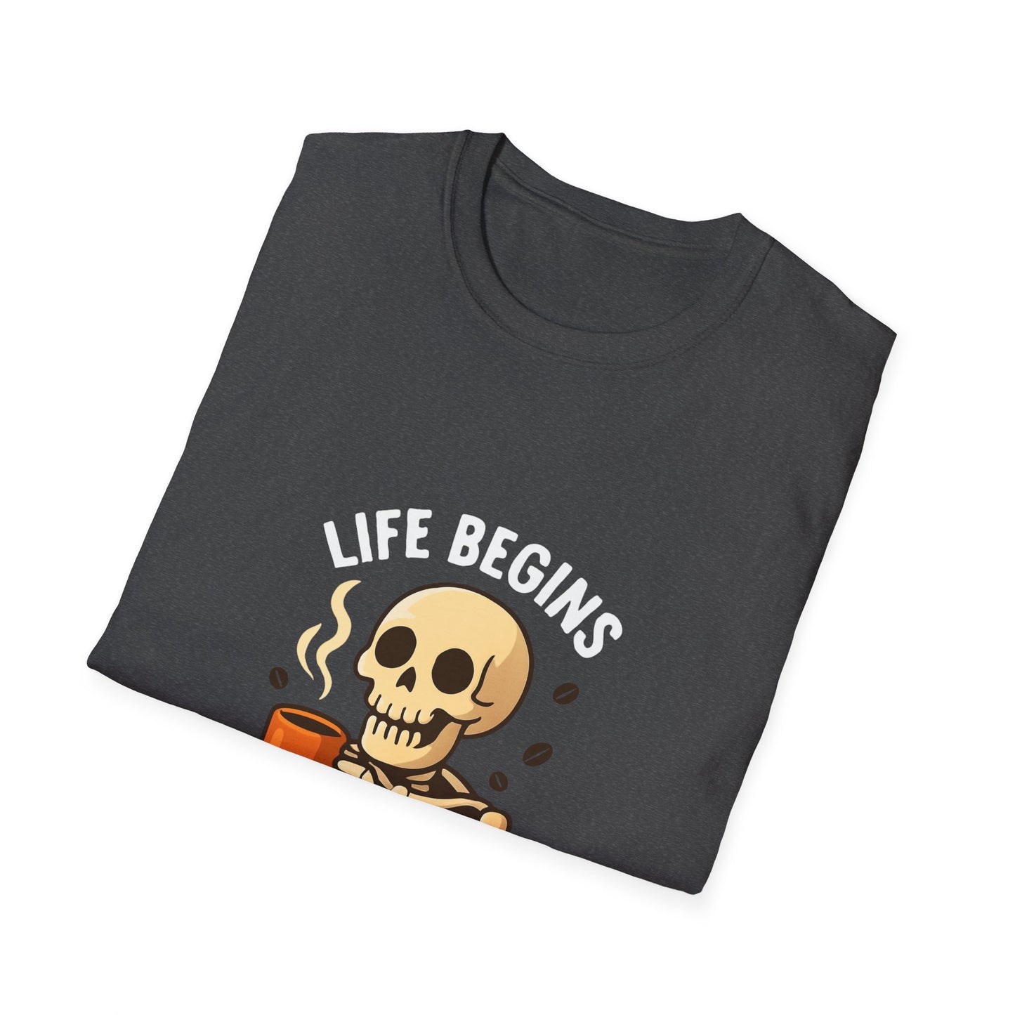 Skeleton Coffee T-Shirt, Fun Unisex Tee, Coffee Lover Gift, Halloween Apparel, Casual Daywear, Birthday Present, Quirky Graphic Shirt
