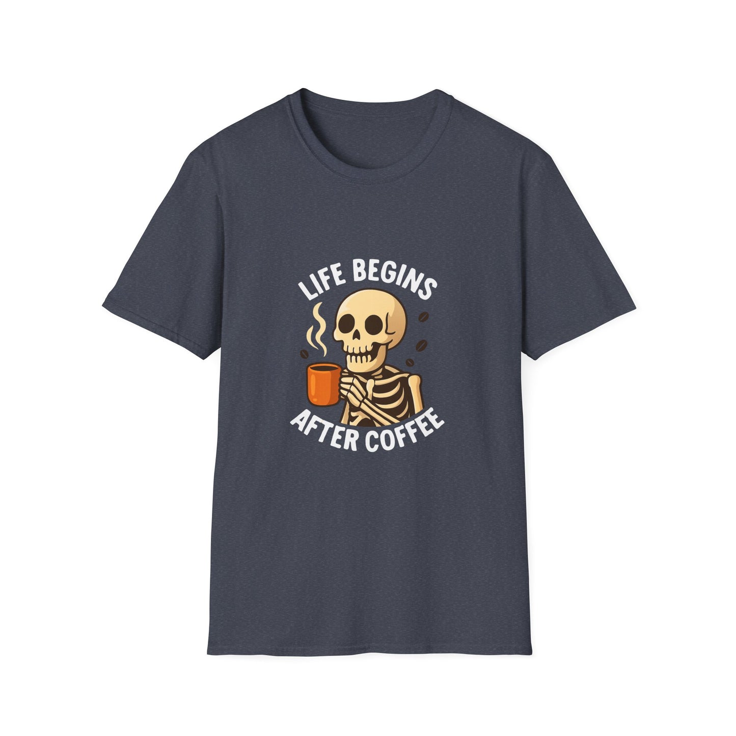 Skeleton Coffee T-Shirt, Fun Unisex Tee, Coffee Lover Gift, Halloween Apparel, Casual Daywear, Birthday Present, Quirky Graphic Shirt
