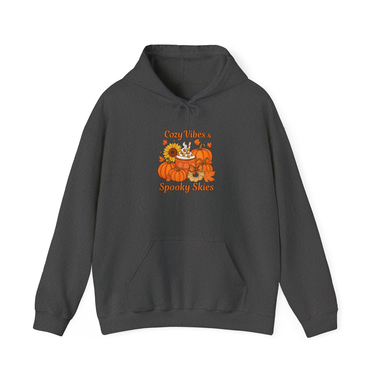 Cozy Fall Vibes Hoodie with Pumpkin Design, Unisex Hooded Sweatshirt for Autumn, Halloween, Thanksgiving, Fall Fashion, Seasonal Comfort