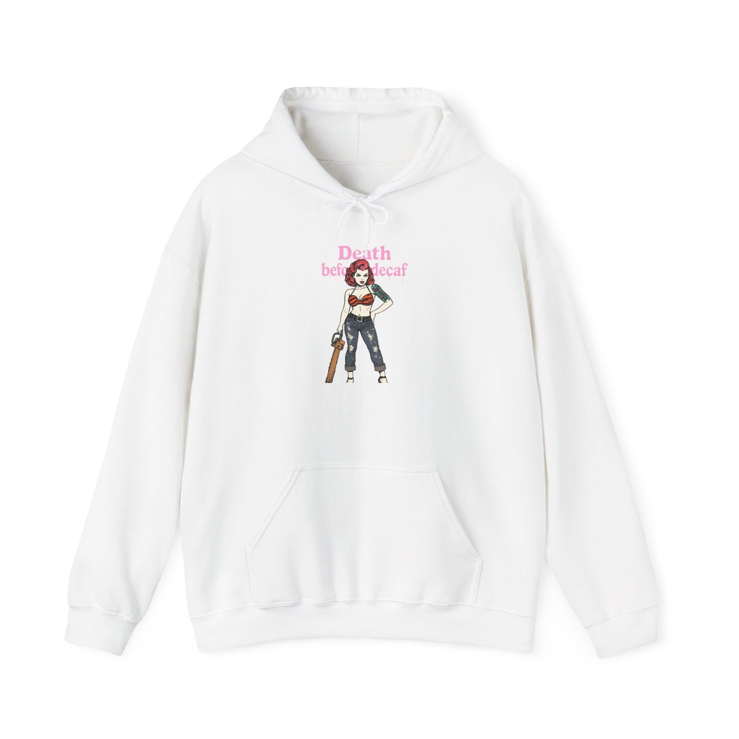 Death Before Decaf Hoodie, Unisex Slouchy Sweatshirt, Cozy Skateboarder Fashion, Gift for Coffee Lovers, Trendy Casual Wear