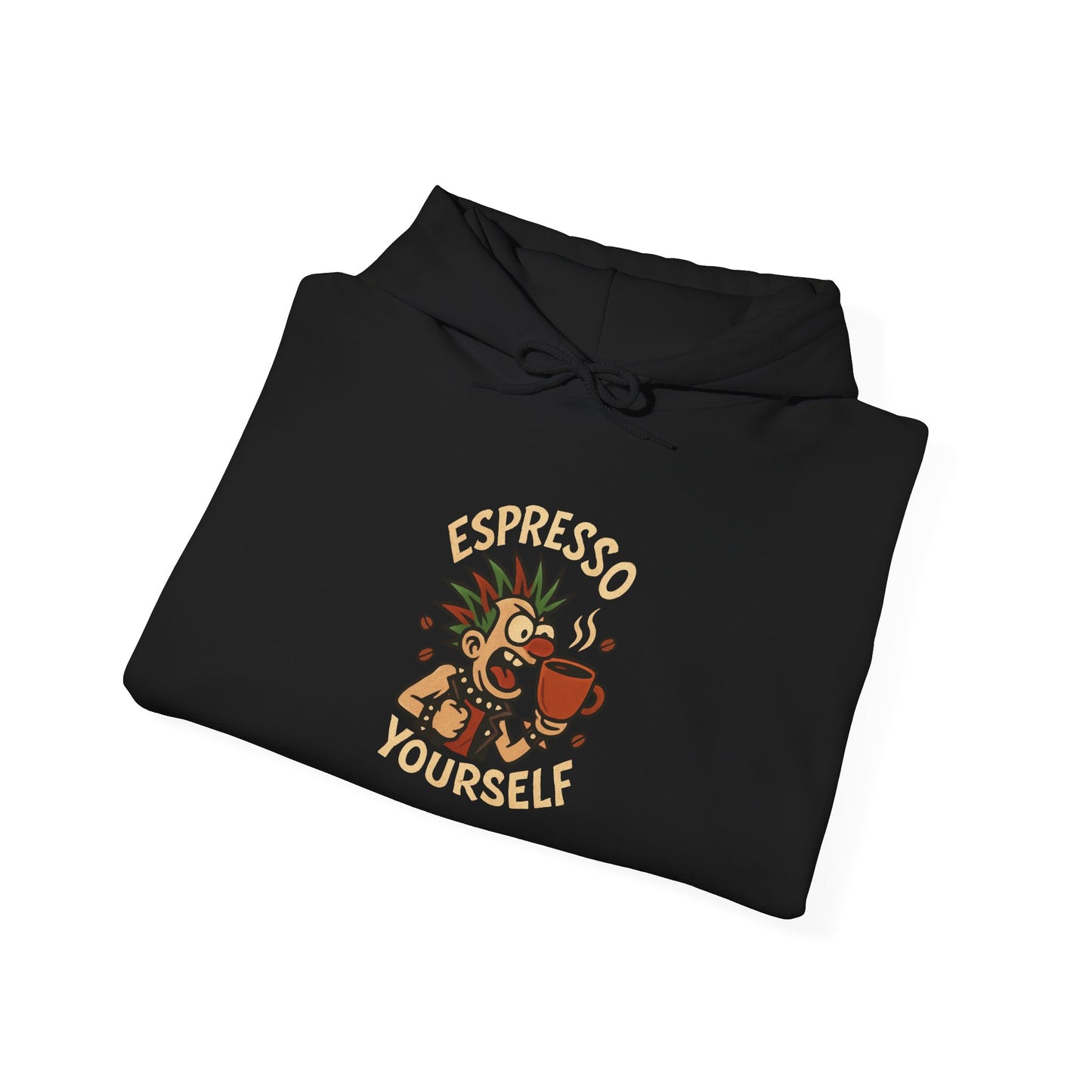 Espresso Yourself Hooded Sweatshirt - Cozy Gift for Coffee Lovers, Funny Apparel, Casual Wear, Perfect for Relaxing