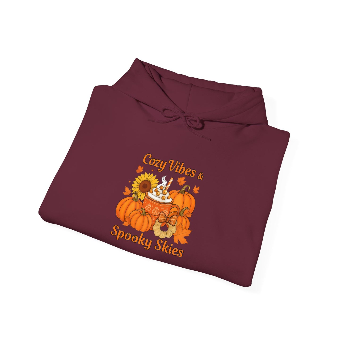 Cozy Fall Vibes Hoodie with Pumpkin Design, Unisex Hooded Sweatshirt for Autumn, Halloween, Thanksgiving, Fall Fashion, Seasonal Comfort