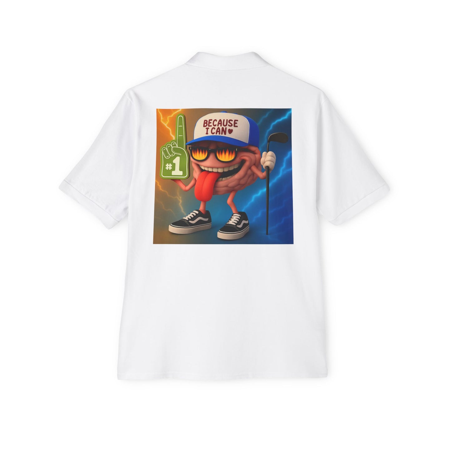 Men's Piqué Polo with Fun Graphic, Casual Wear, Everyday Style, Gift for Him, Birthday Celebration, Holiday Outfit