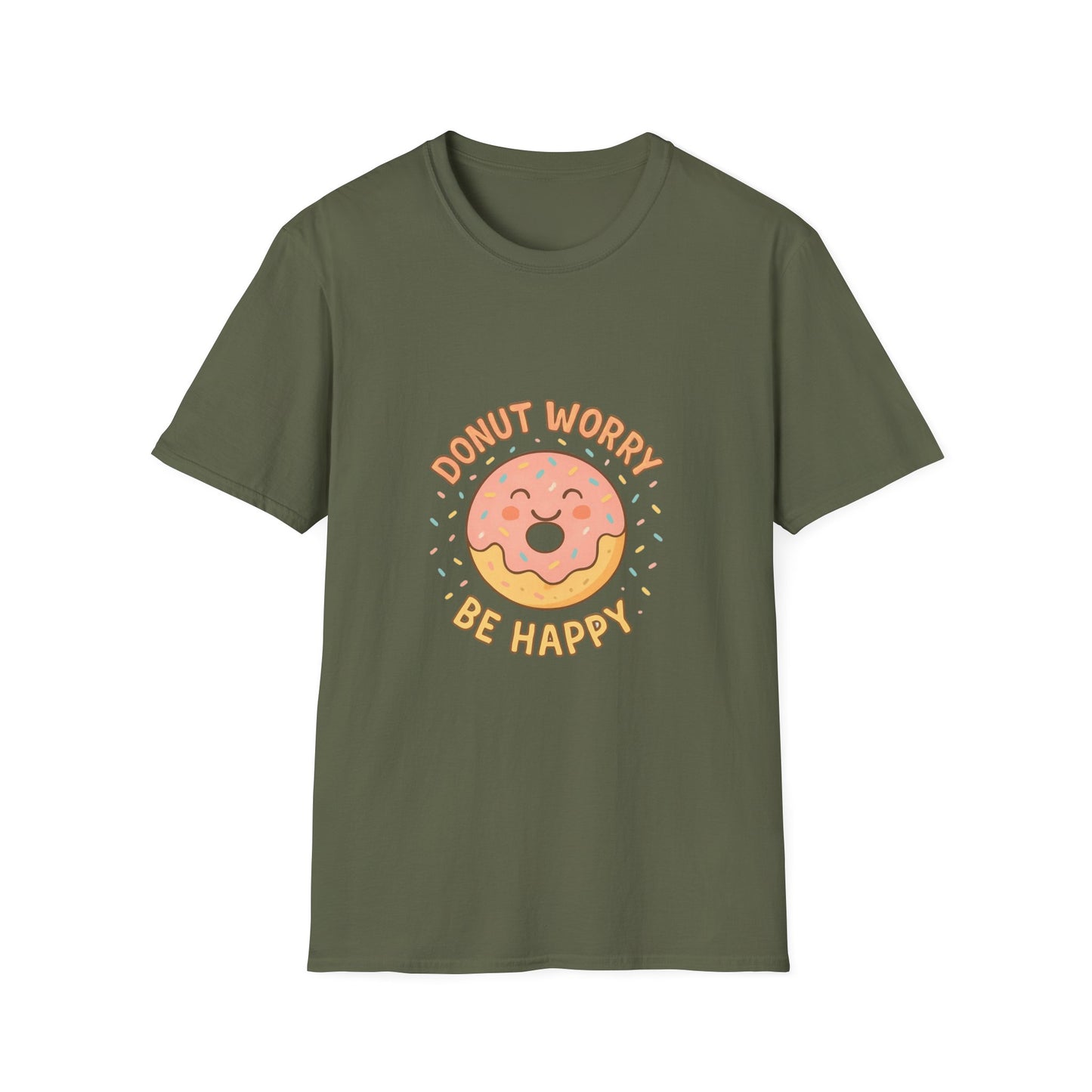 Donut Worry, Be Happy T-Shirt | Unisex Softstyle Tee | Cute Gift for Friends, Casual Wear, Birthday, Summer Vibes