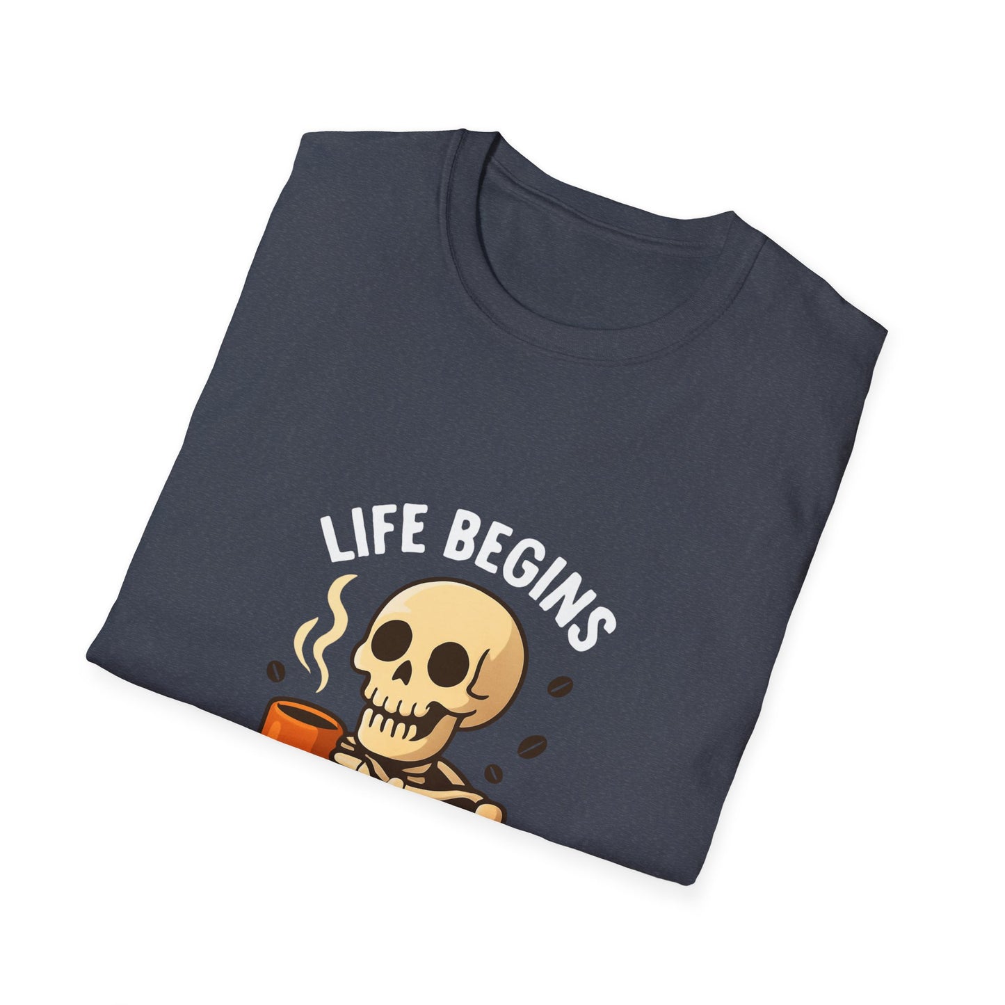 Skeleton Coffee T-Shirt, Fun Unisex Tee, Coffee Lover Gift, Halloween Apparel, Casual Daywear, Birthday Present, Quirky Graphic Shirt