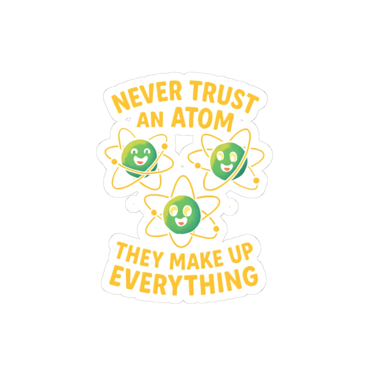 Fun Science Kiss-Cut Stickers, Cute Atom Stickers for Teens, Classroom Decor, Gift Idea for Science Lovers, Laptop Stickers