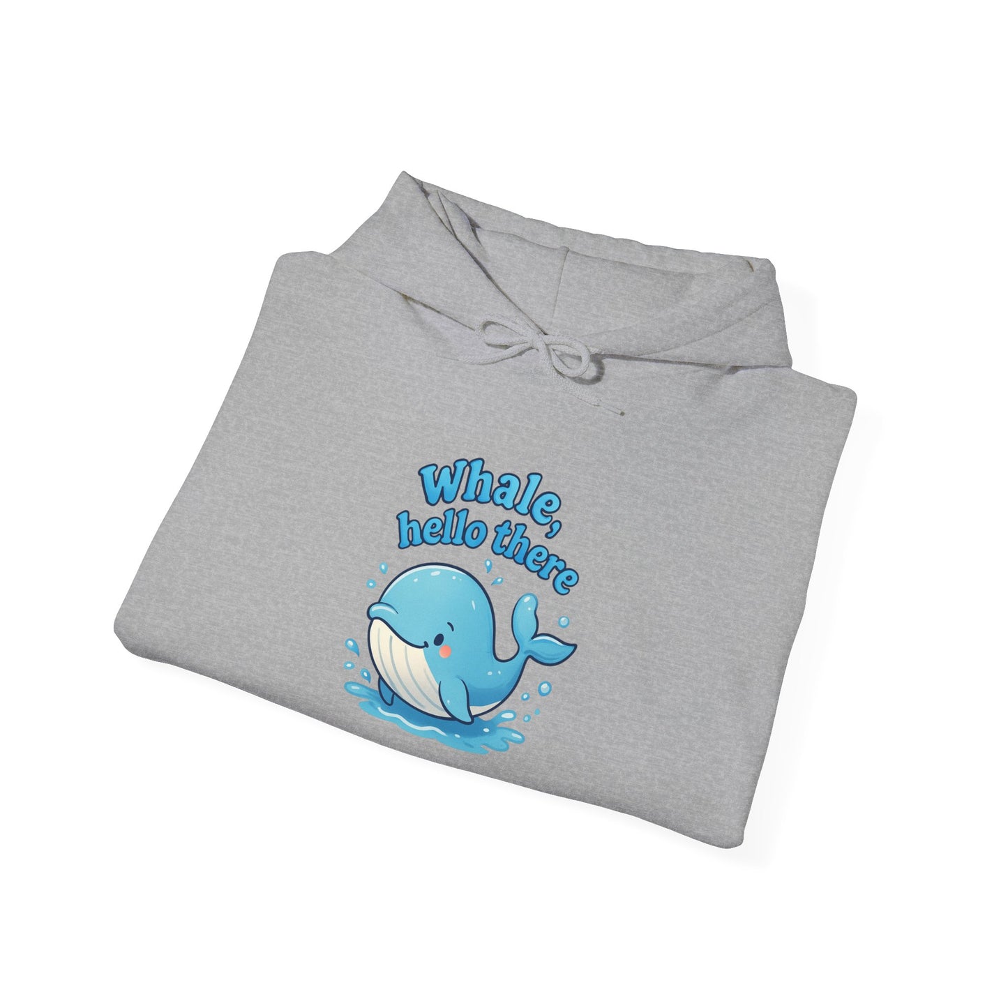 Whale Hello There Hoodie - Cute Sea Life Sweatshirt, Unisex Pullover, Nautical Gift, Ocean Lover Apparel, Whale Print Hooded Sweatshirt