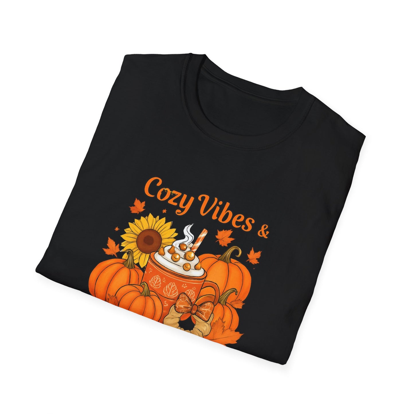Cozy Vibes Unisex T-Shirt | Fall Fashion, Pumpkin Lover Gift, Halloween Apparel, Autumn Tee, Seasonal Style