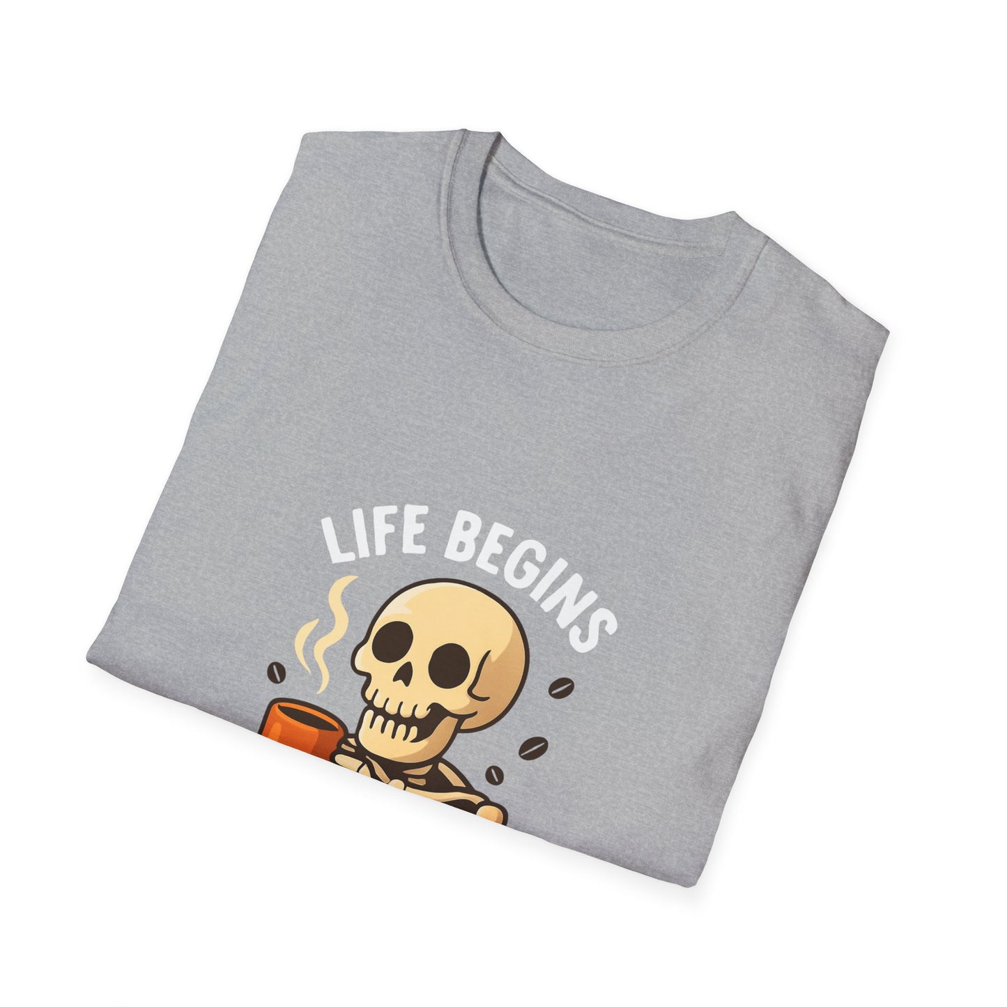 Skeleton Coffee T-Shirt, Fun Unisex Tee, Coffee Lover Gift, Halloween Apparel, Casual Daywear, Birthday Present, Quirky Graphic Shirt