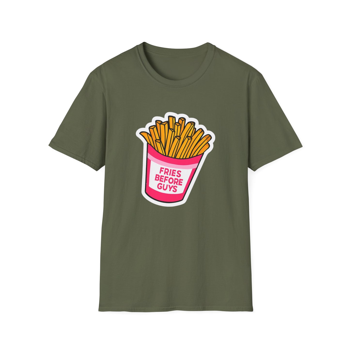 Fries Before Guys Unisex T-Shirt, Funny Foodie Tee, Ideal Gift for Food Lovers, Casual Everyday Wear, Great for Birthdays and Holidays