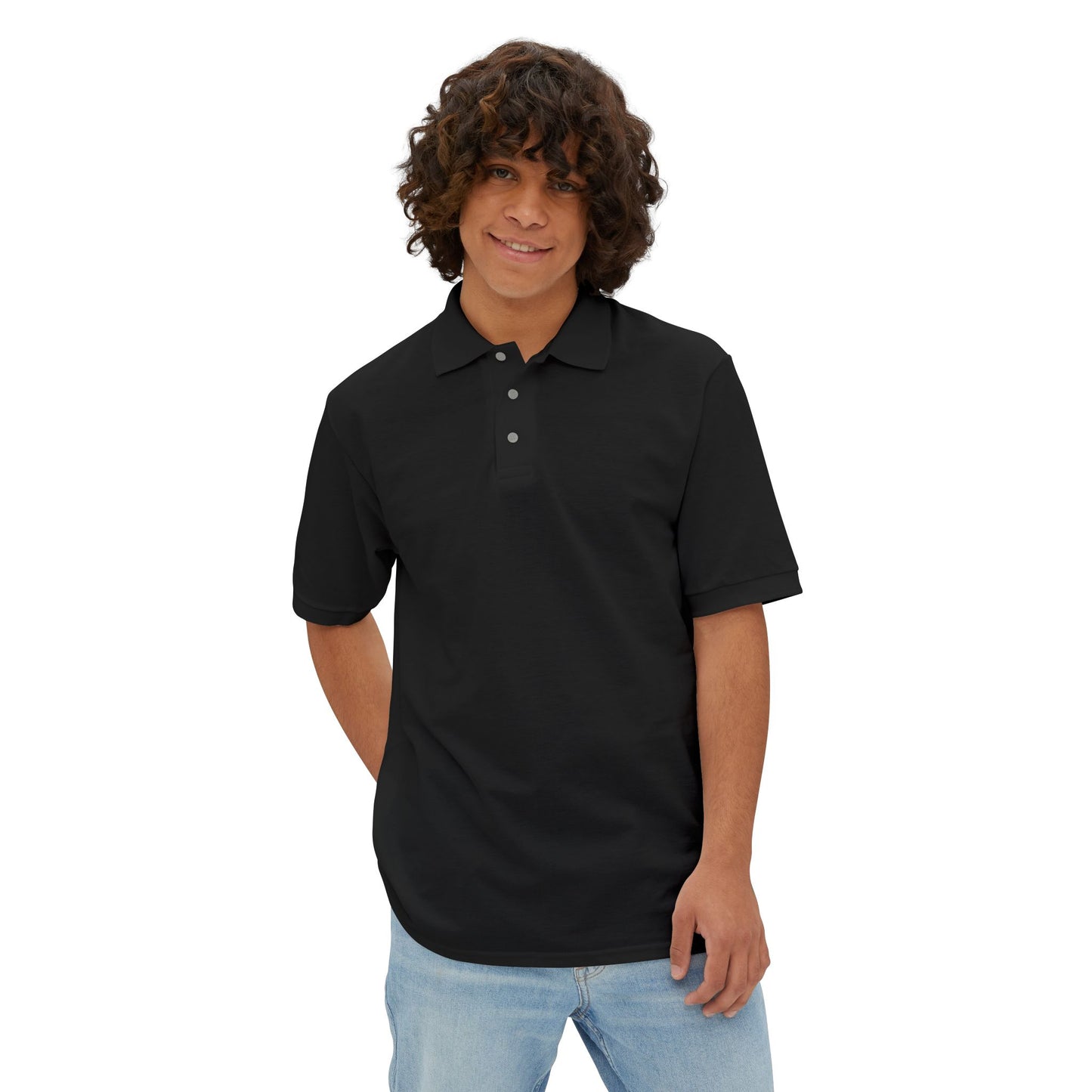 Men's Piqué Polo with Fun Graphic, Casual Wear, Everyday Style, Gift for Him, Birthday Celebration, Holiday Outfit
