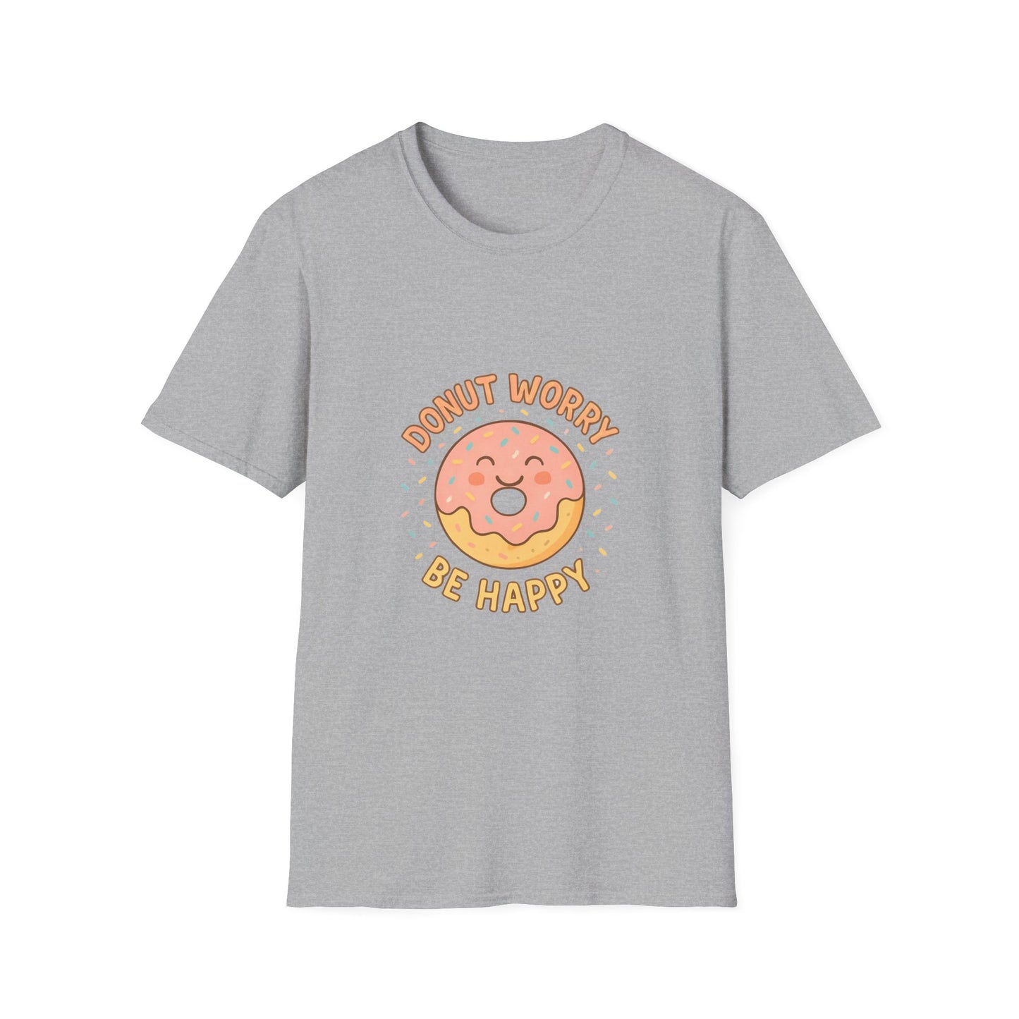 Donut Worry, Be Happy T-Shirt | Unisex Softstyle Tee | Cute Gift for Friends, Casual Wear, Birthday, Summer Vibes
