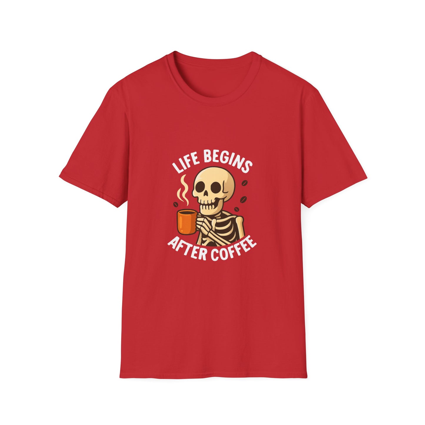 Skeleton Coffee T-Shirt, Fun Unisex Tee, Coffee Lover Gift, Halloween Apparel, Casual Daywear, Birthday Present, Quirky Graphic Shirt