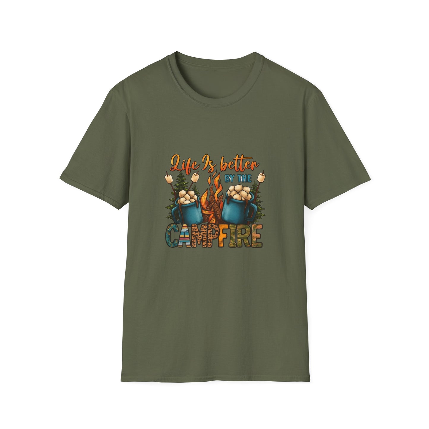 Cozy Campfire Unisex T-Shirt | Outdoor Adventure Tee, Camping Gift, Nature Lover Shirt, Summer Bonfire Apparel, Gift for Him/Her