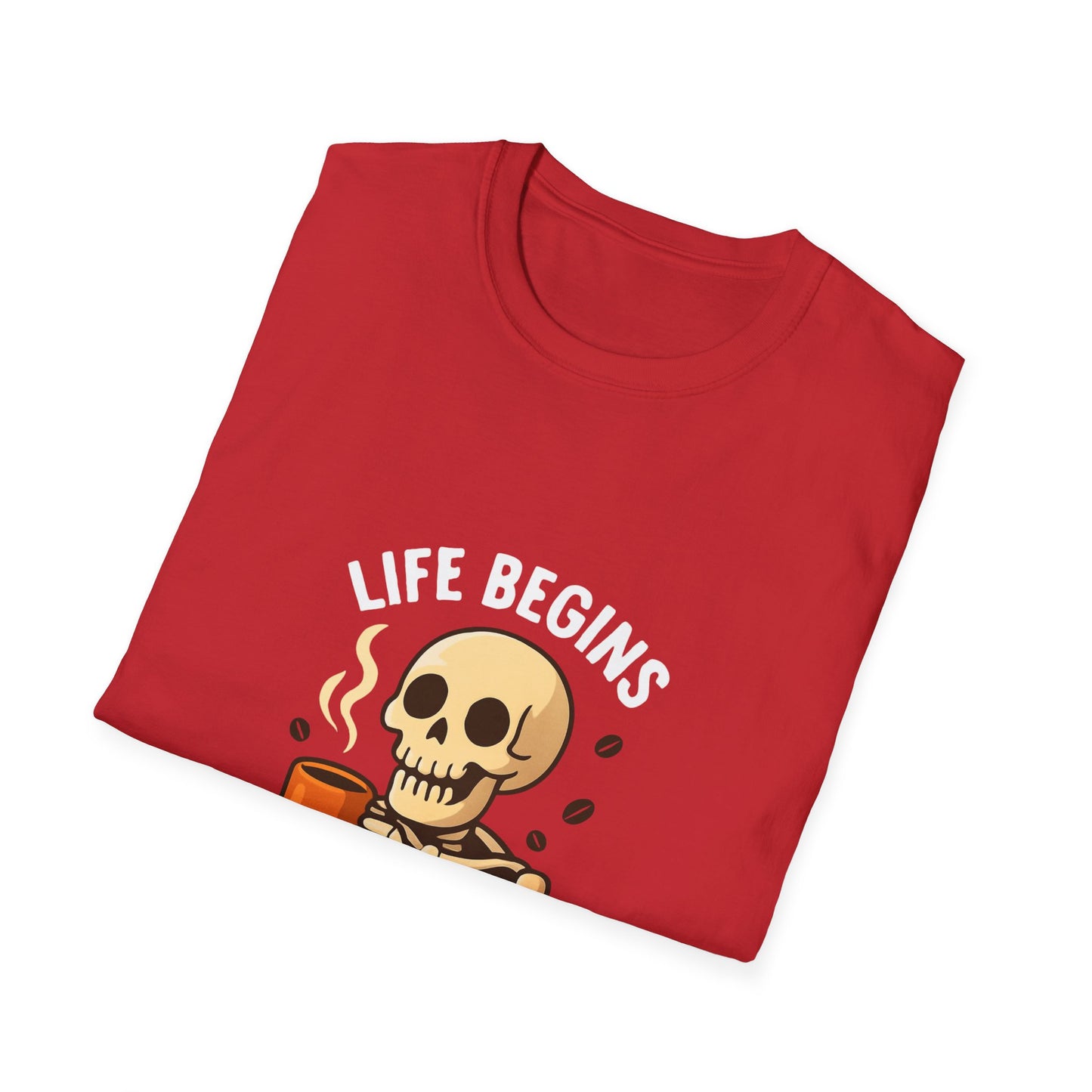Skeleton Coffee T-Shirt, Fun Unisex Tee, Coffee Lover Gift, Halloween Apparel, Casual Daywear, Birthday Present, Quirky Graphic Shirt