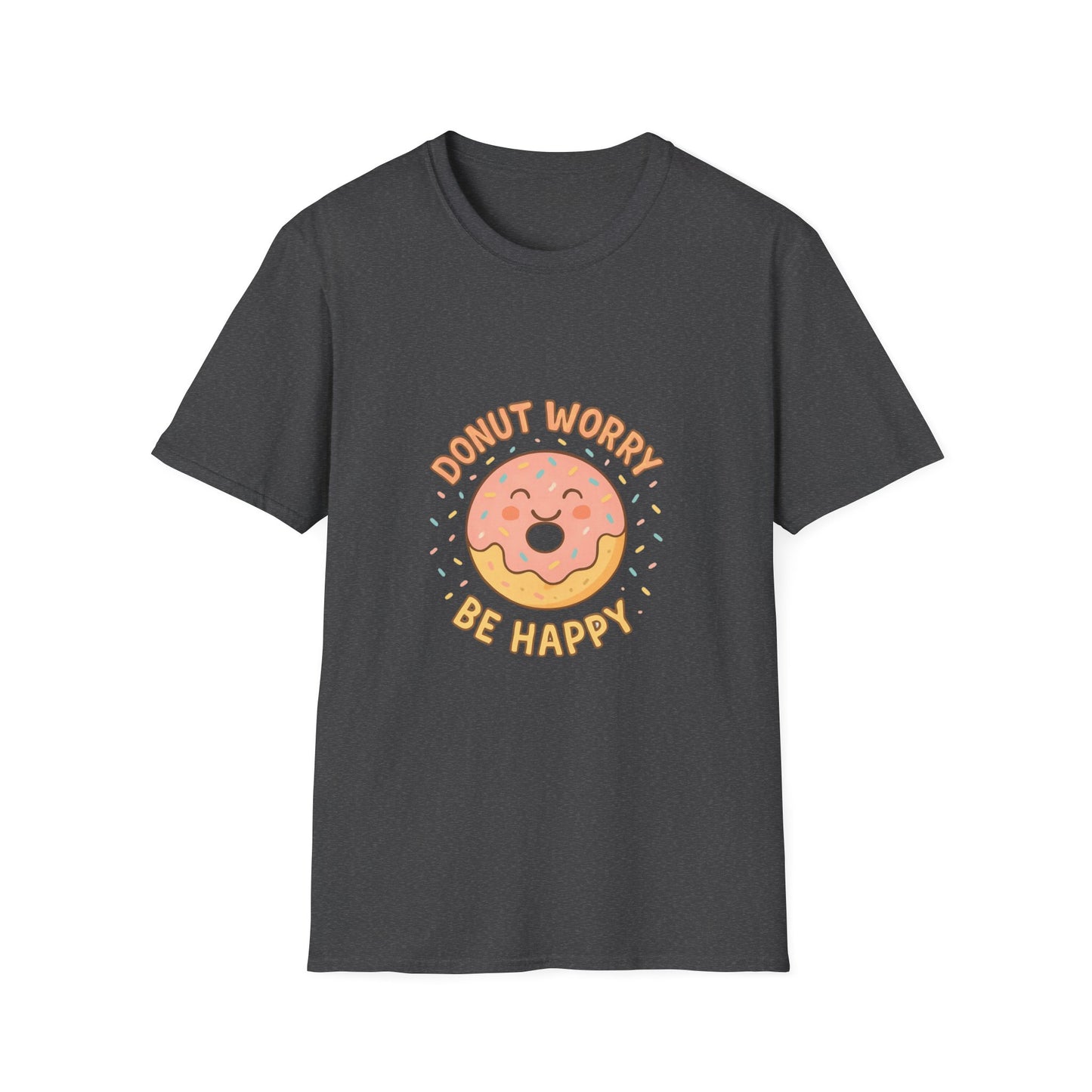 Donut Worry, Be Happy T-Shirt | Unisex Softstyle Tee | Cute Gift for Friends, Casual Wear, Birthday, Summer Vibes