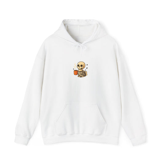 Skeleton Coffee Lover Hoodie, Fun Halloween Sweatshirt, Unisex Casual Pullover, Gift for Coffee Addicts, Cozy Fall Apparel