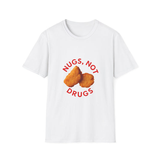 Funny Unisex Softstyle T-Shirt - Nugs Not Drugs, Casual Tee, Gift for Friends, Chicken Nugget Lovers, Unique Humor Shirt