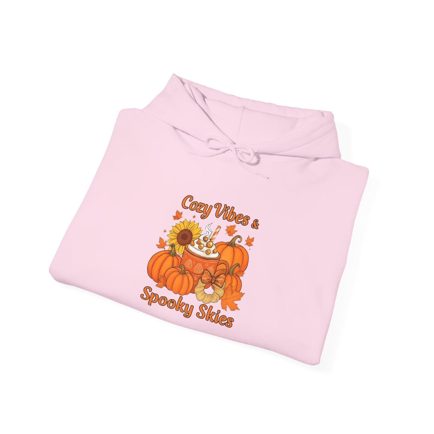 Cozy Fall Vibes Hoodie with Pumpkin Design, Unisex Hooded Sweatshirt for Autumn, Halloween, Thanksgiving, Fall Fashion, Seasonal Comfort