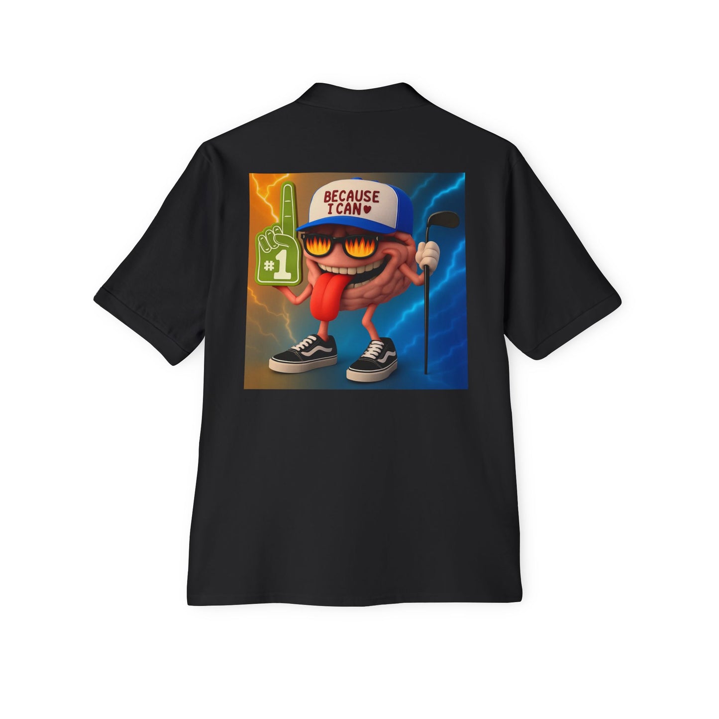 Men's Piqué Polo with Fun Graphic, Casual Wear, Everyday Style, Gift for Him, Birthday Celebration, Holiday Outfit