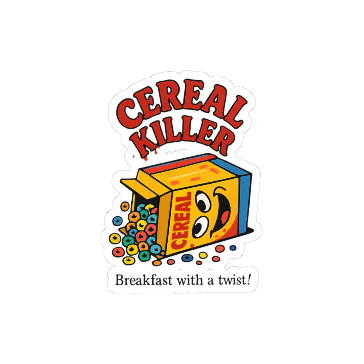 Funny Cereal Killer Kiss-Cut Stickers | Laptop Decals, Gift for Foodies, Kitchen Decor, Quirky Wall Art, Breakfast-Themed Stickers