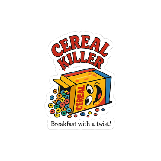 Funny Cereal Killer Kiss-Cut Stickers | Laptop Decals, Gift for Foodies, Kitchen Decor, Quirky Wall Art, Breakfast-Themed Stickers