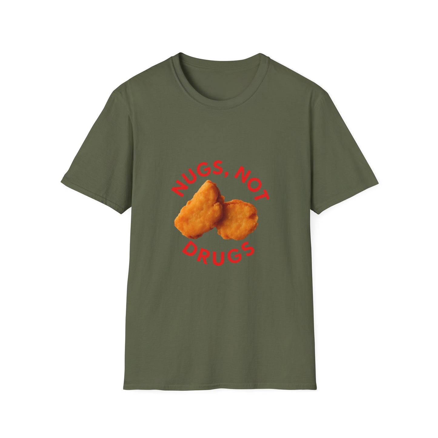 Funny Unisex Softstyle T-Shirt - Nugs Not Drugs, Casual Tee, Gift for Friends, Chicken Nugget Lovers, Unique Humor Shirt
