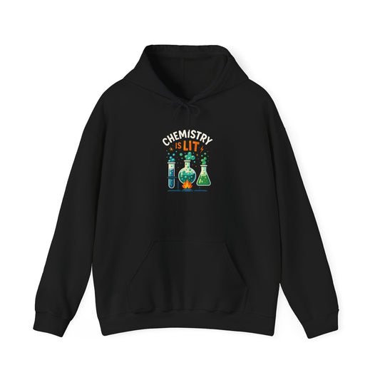 Chemistry is Lit Hoodie, Funny Science Sweatshirt, Unisex Hooded Sweatshirt, Gift for Chemists, Science Lover Apparel