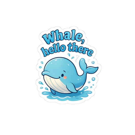 Whale Hello There Stickers, Cute Marine Life Decals, Laptop Stickers, Kids Room Decor, Watercolor Art Stickers